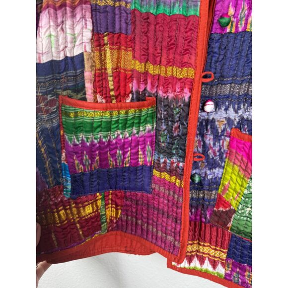 Unbranded Reversible Quilted Button Up Coat Sz L/XL Patchwork Artsy Boho Hippie - Picture 3 of 9
